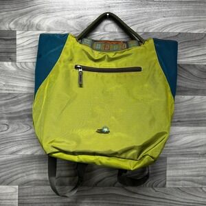 Lilypond Backpack Women Green Nylon Lotus Flower Logo Zip Pockets Shoulder Strap